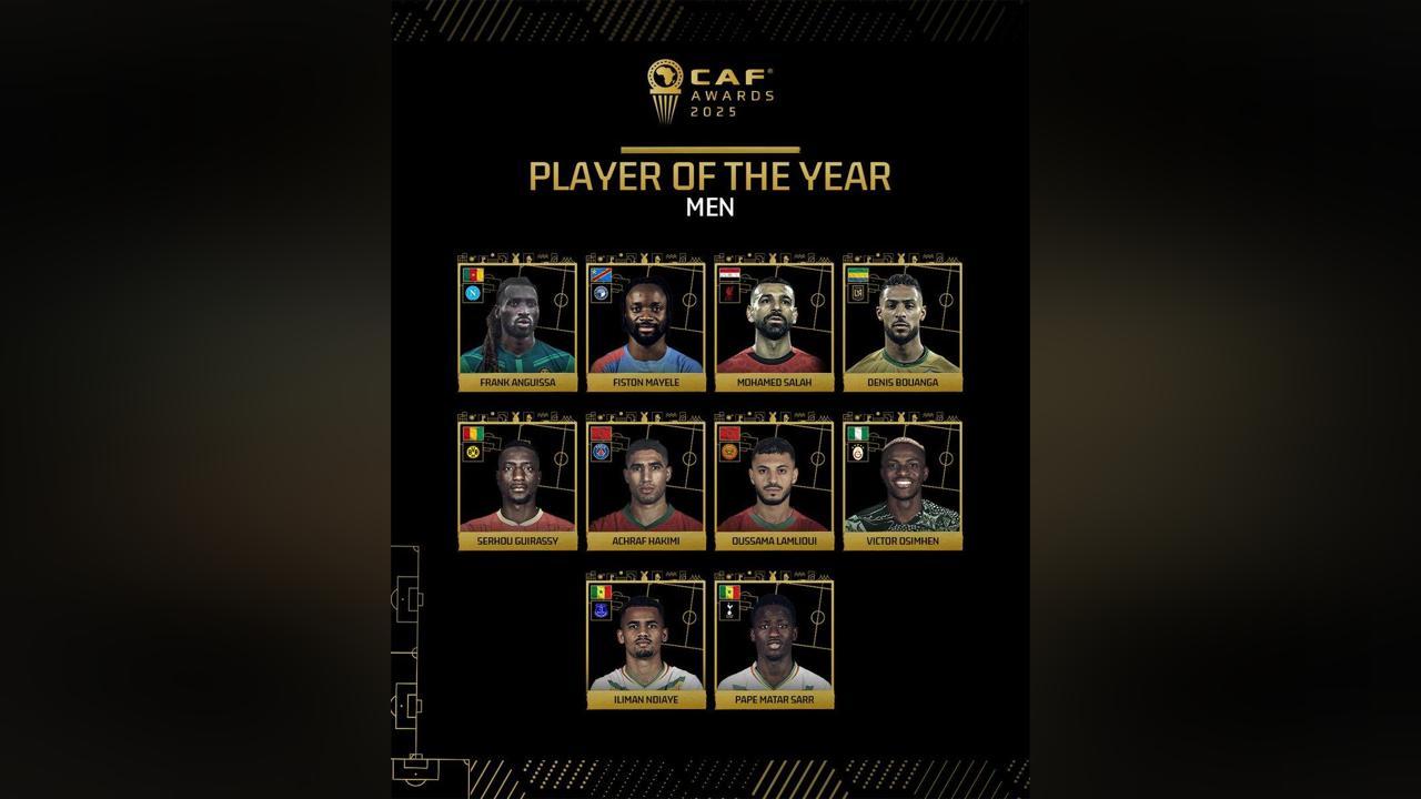 CAF Unveils Top 10 Finalists for 2025 African Player CAF Unveils Top 10 Finalists for 2025 African Player