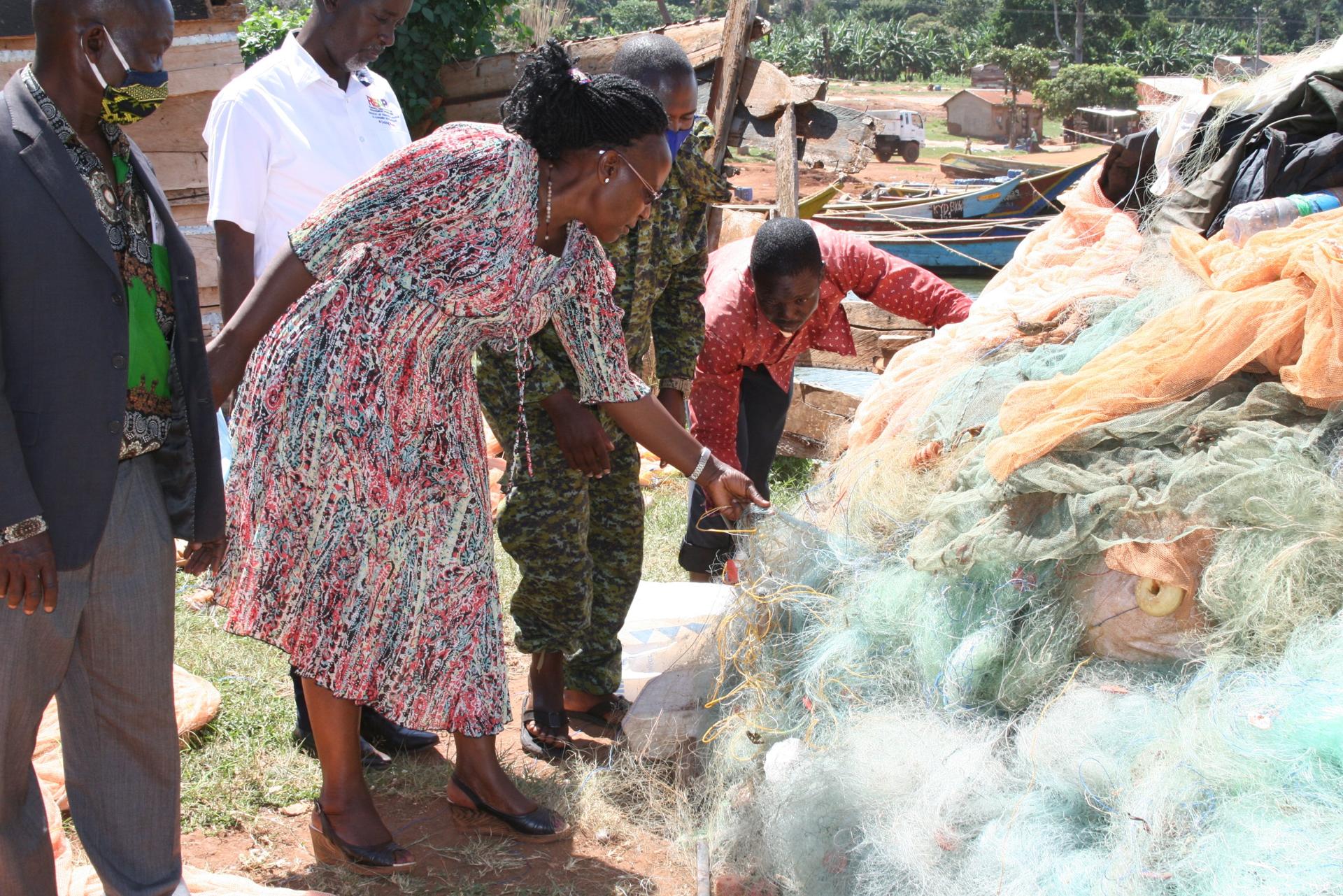 FPU burns illegal fishing gears at Kiyindi landing site FPU burns illegal fishing gears at Kiyindi landing site