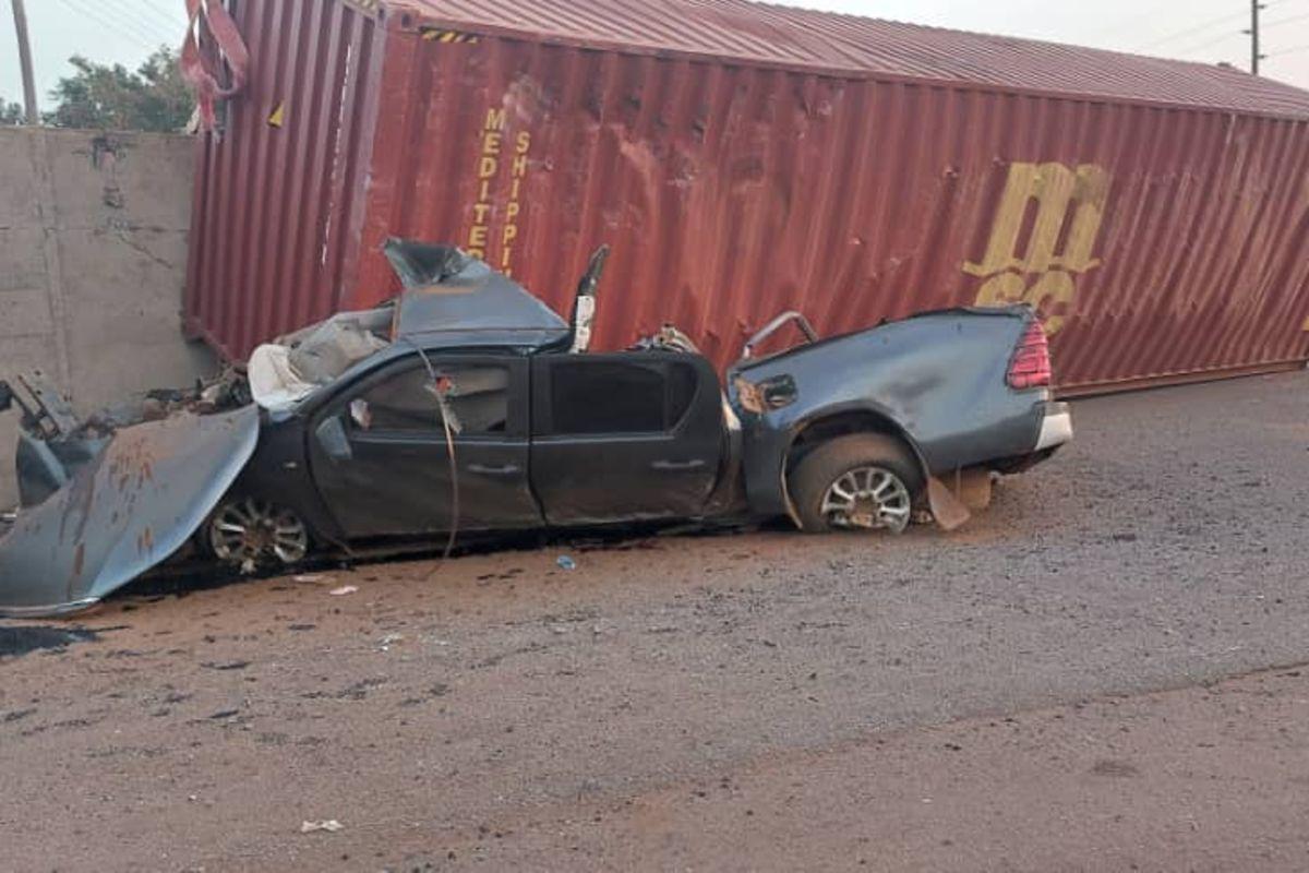 Two UPDF soldiers killed in container truck crash Two UPDF soldiers killed in container truck crash