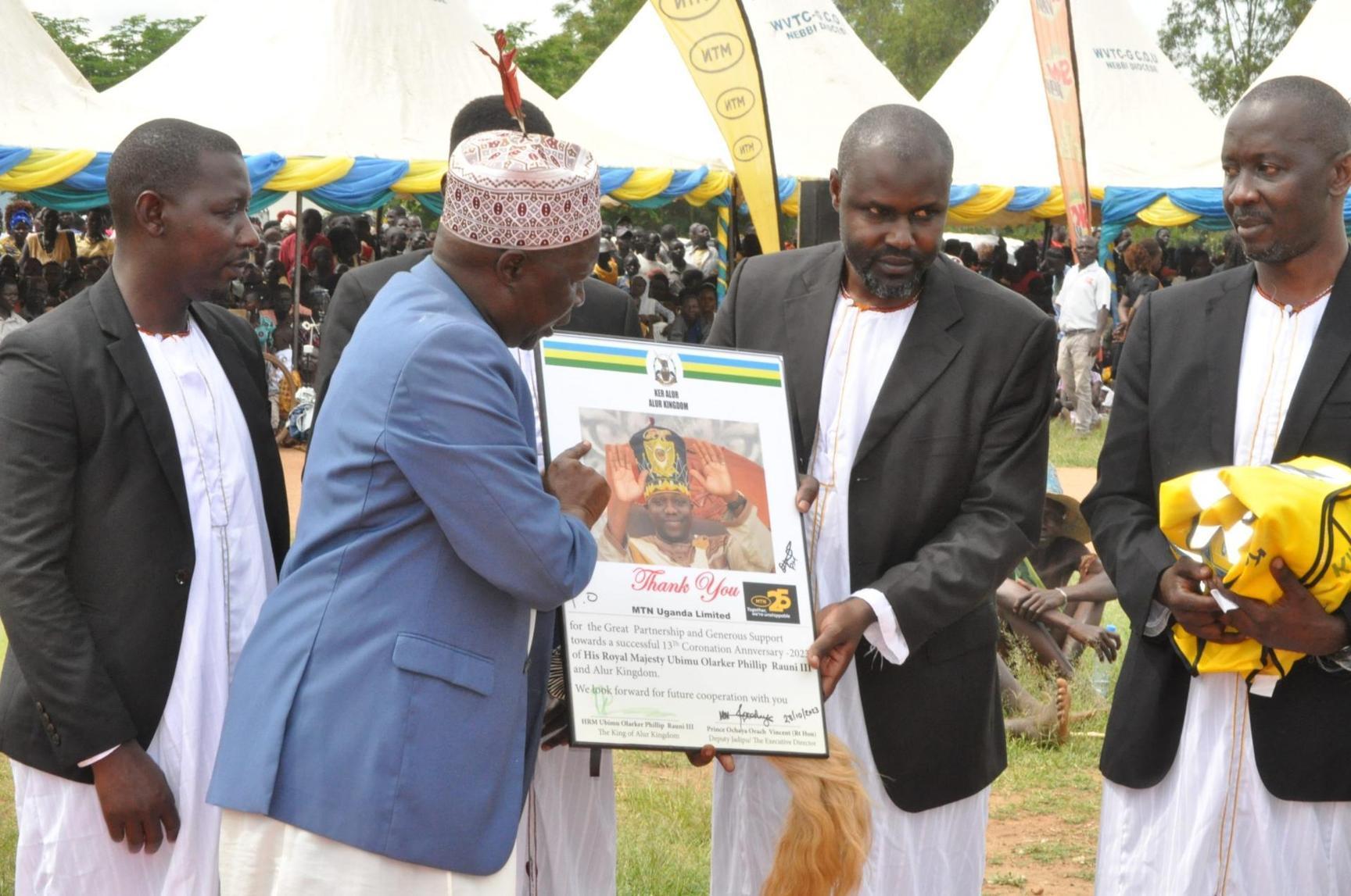 MTN Uganda celebrates the 13th coronation anniversary of King Ubimu Phillip Olarker Rauni III in Ker Alur Kingdom. MTN Uganda celebrates the 13th coronation anniversary of King Ubimu Phillip Olarker Rauni III in Ker Alur Kingdom.