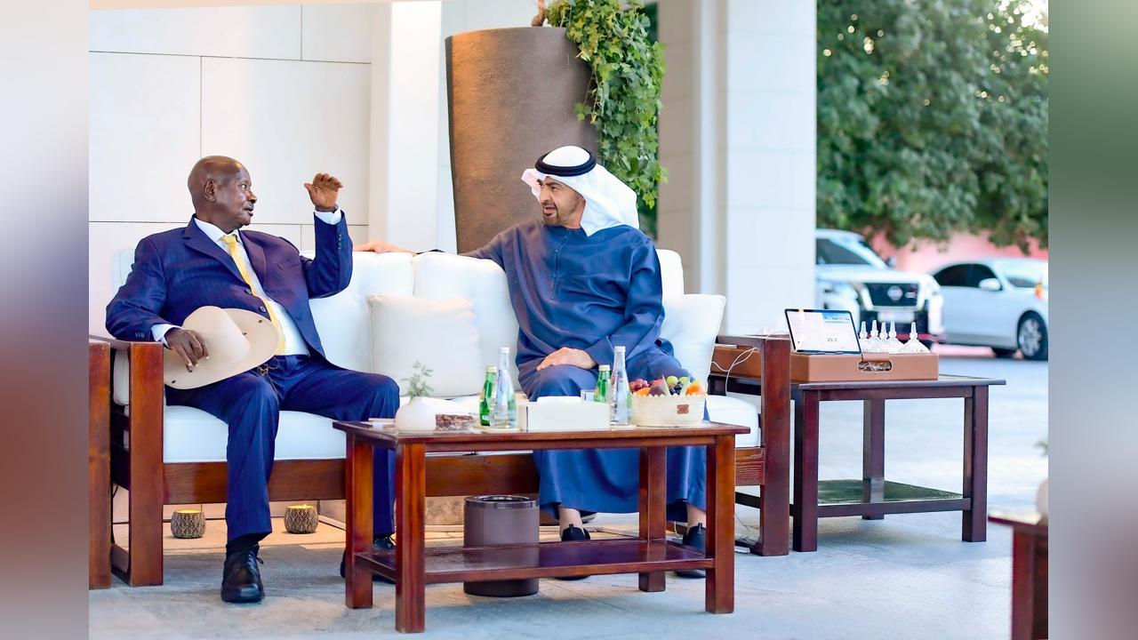 President Museveni in a tête-à-tête with His Highness Sheikh MohamedBinZayed at the Presidential Palace in Abu Dhabi, UAE President Museveni in a tête-à-tête with His Highness Sheikh MohamedBinZayed at the Presidential Palace in Abu Dhabi, UAE