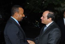 السيسي يبحث مع رئيس وزراء إثيوبيا ملف ” سد النهضة “