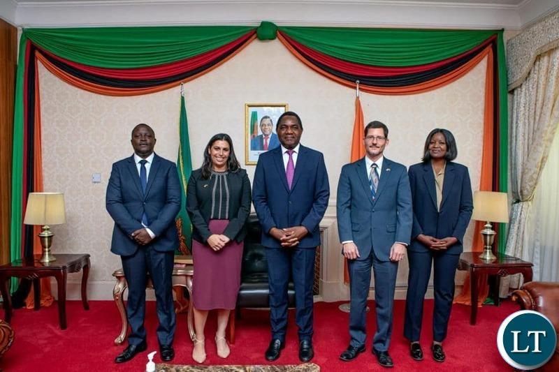 U.S Acting Special Coordinator Helaina Matza and Ambassador Michael Gonzales meet with President Hichilema U.S Acting Special Coordinator Helaina Matza and Ambassador Michael Gonzales meet with President Hichilema
