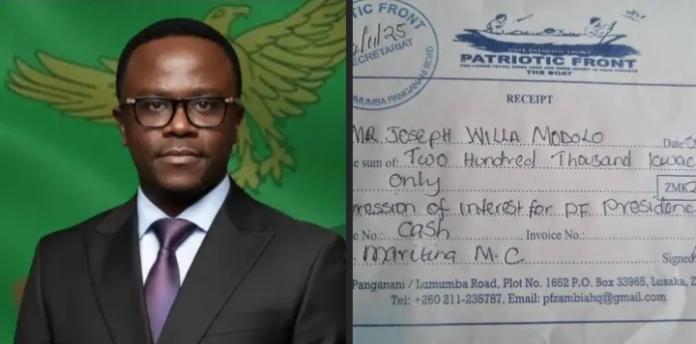 Mudolo Pays K200,000 for PF Presidency Contest Mudolo Pays K200,000 for PF Presidency Contest