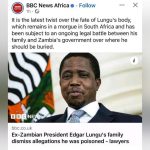 Lungu Was Not Poisoned Family Tells BBC Lungu Was Not Poisoned Family Tells BBC