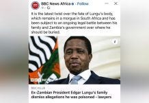 Lungu Was Not Poisoned Family Tells BBC Lungu Was Not Poisoned Family Tells BBC
