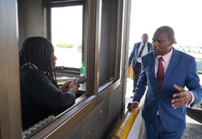 January scars still evident at the toll-gate just outside Harare