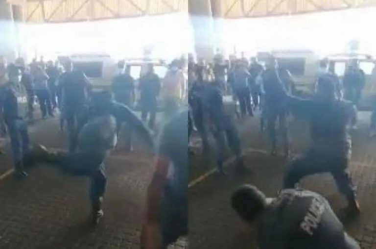 ‘Manic’ South African Cop Attacks Colleagues Kung-fu Style