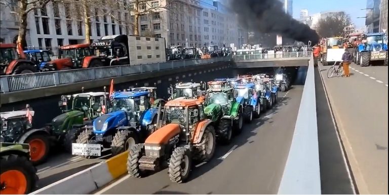 Thousands Of Belgian Farmers Park Tractors In CBD Over Proposed Law