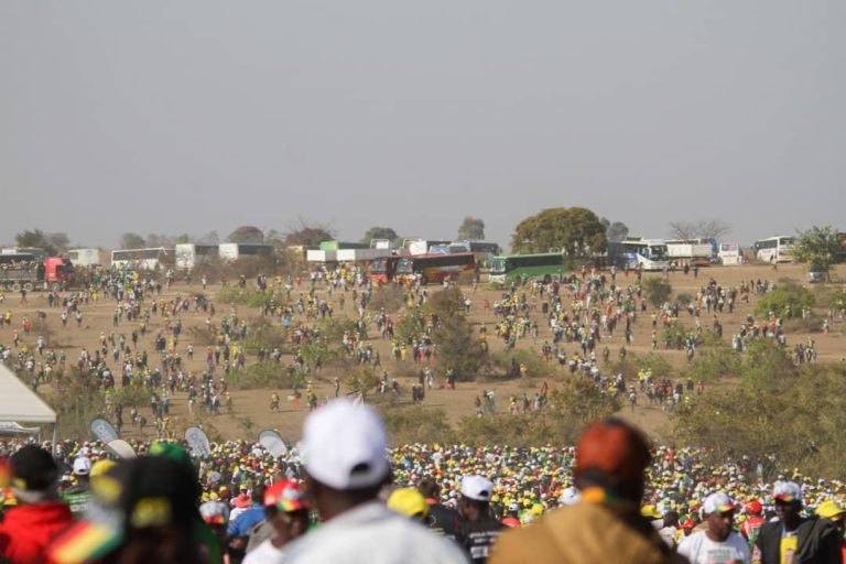 Zanu PF flexes muscles, shuts down business centres, buses and dumps thousands of villagers to Mnangagwa’s last rally in show of power