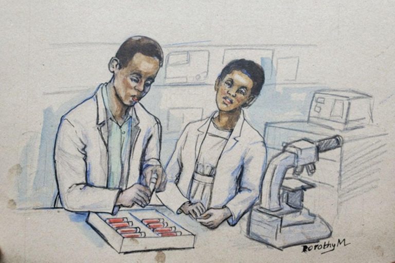 The laboratory process of diagnosing HIV infection
